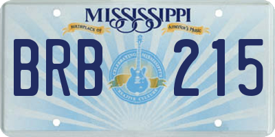 MS license plate BRB215