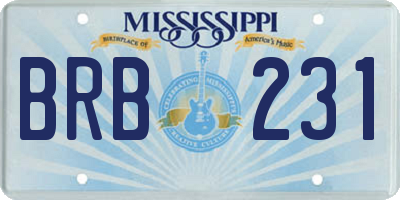 MS license plate BRB231