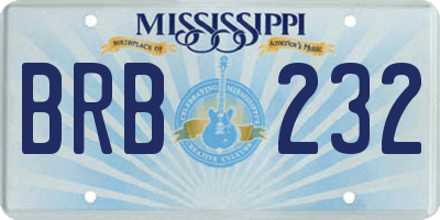 MS license plate BRB232