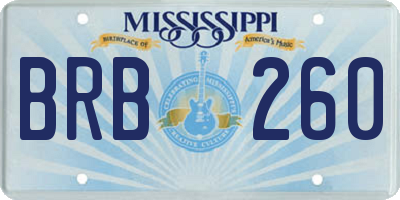 MS license plate BRB260