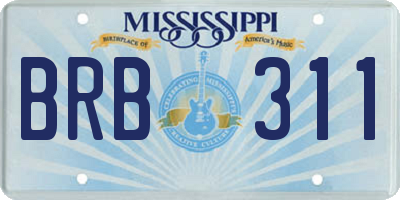 MS license plate BRB311
