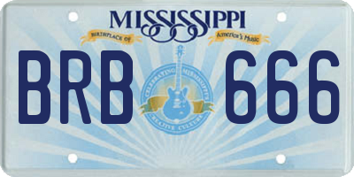 MS license plate BRB666
