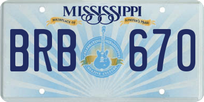 MS license plate BRB670