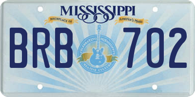 MS license plate BRB702