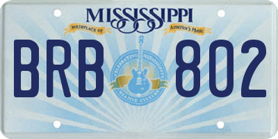 MS license plate BRB802