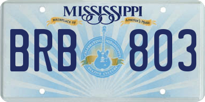 MS license plate BRB803