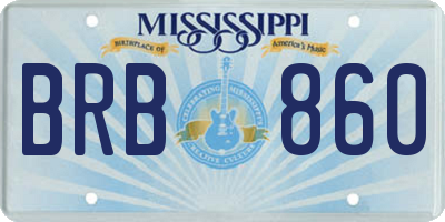 MS license plate BRB860