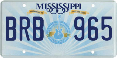 MS license plate BRB965