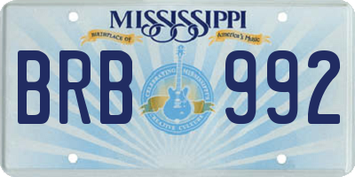 MS license plate BRB992