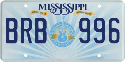 MS license plate BRB996