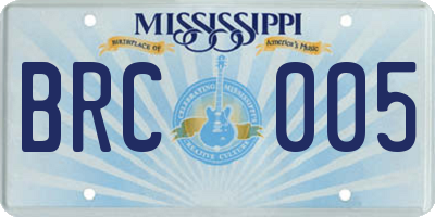 MS license plate BRC005
