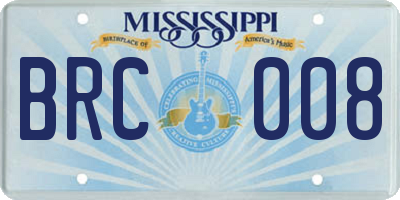 MS license plate BRC008