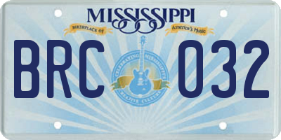 MS license plate BRC032