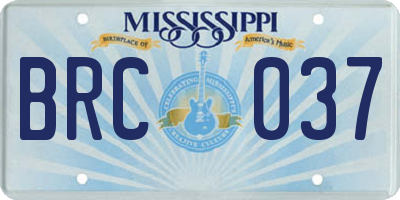 MS license plate BRC037