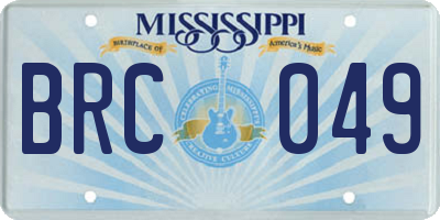MS license plate BRC049