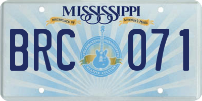 MS license plate BRC071