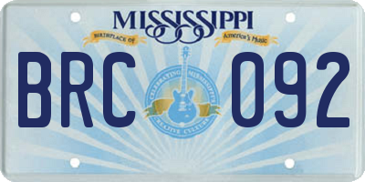 MS license plate BRC092