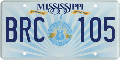MS license plate BRC105