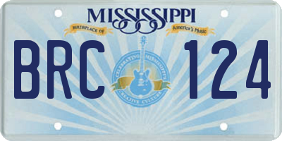 MS license plate BRC124