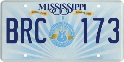 MS license plate BRC173