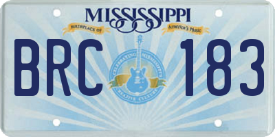 MS license plate BRC183