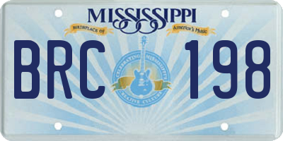 MS license plate BRC198