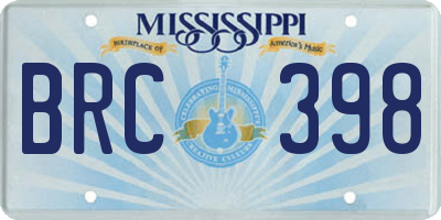 MS license plate BRC398