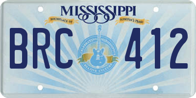 MS license plate BRC412