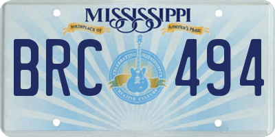 MS license plate BRC494