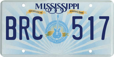MS license plate BRC517