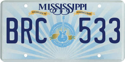 MS license plate BRC533