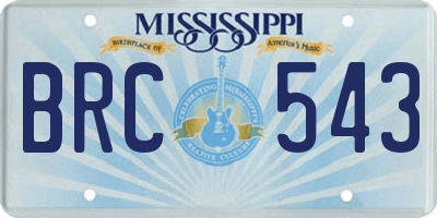 MS license plate BRC543