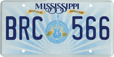 MS license plate BRC566