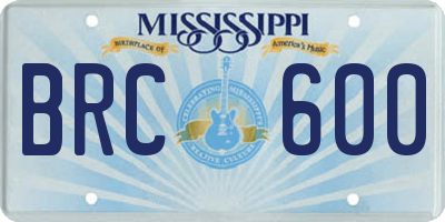 MS license plate BRC600