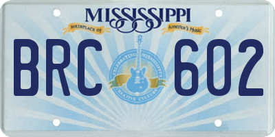 MS license plate BRC602