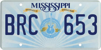 MS license plate BRC653
