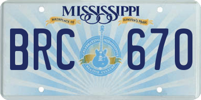 MS license plate BRC670