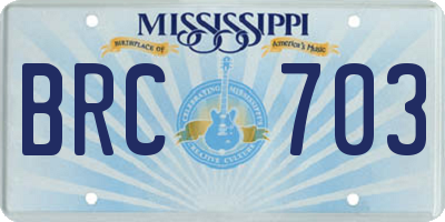 MS license plate BRC703