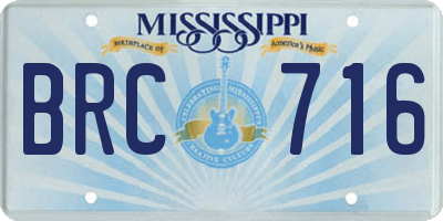 MS license plate BRC716