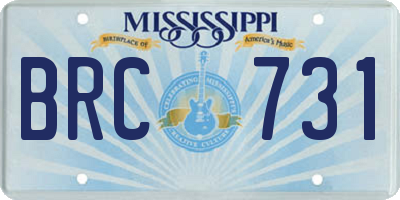 MS license plate BRC731