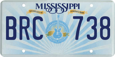 MS license plate BRC738