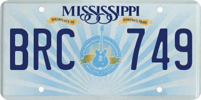 MS license plate BRC749