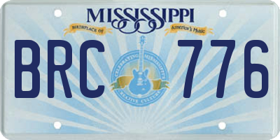 MS license plate BRC776
