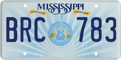 MS license plate BRC783