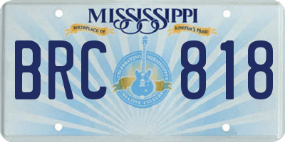 MS license plate BRC818