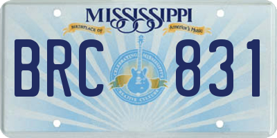 MS license plate BRC831
