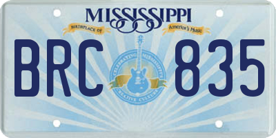 MS license plate BRC835
