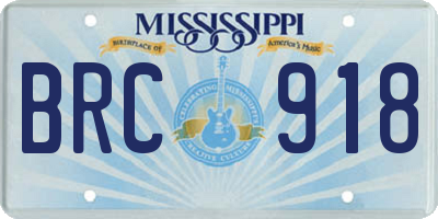 MS license plate BRC918
