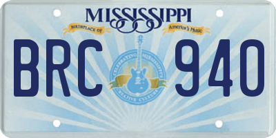 MS license plate BRC940