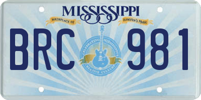 MS license plate BRC981